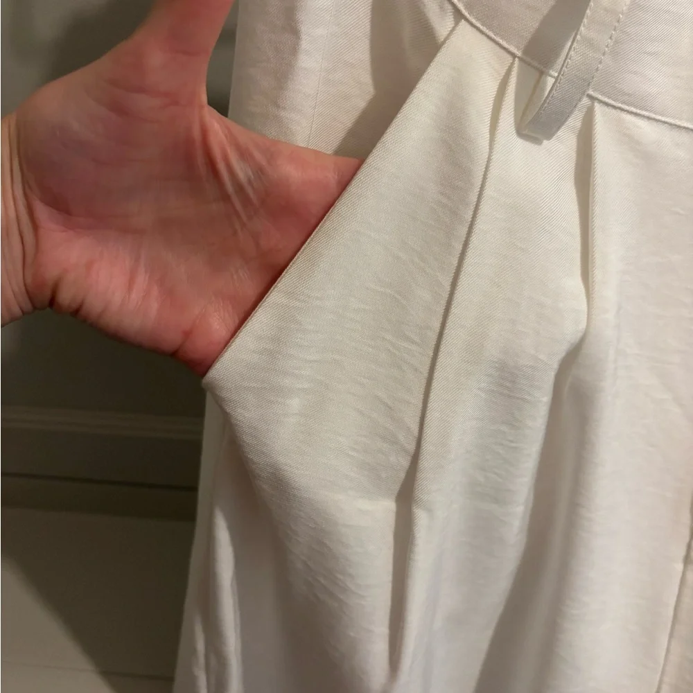 Elegant Linen-Like White Wide Leg Pants - Picture 7 of 8
